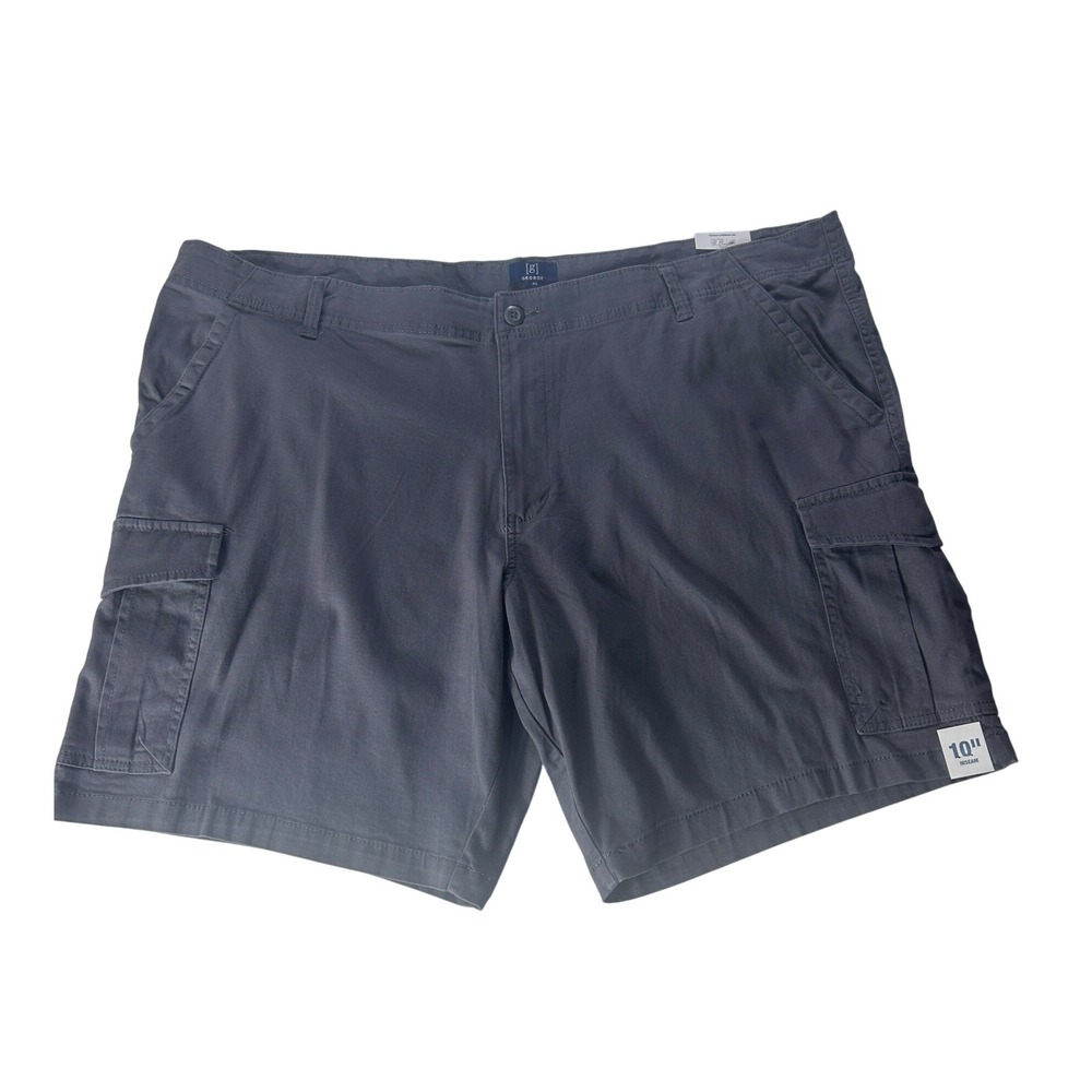 George Mens Cargo Shorts Size 46 Charcoal Sky Grey‎ 10 Inseam Stretch Cotton New
